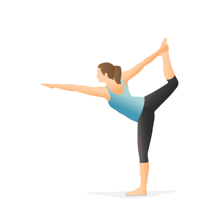 Yoga pose (Standing Bow Pulling Variation Stock Photo - Alamy