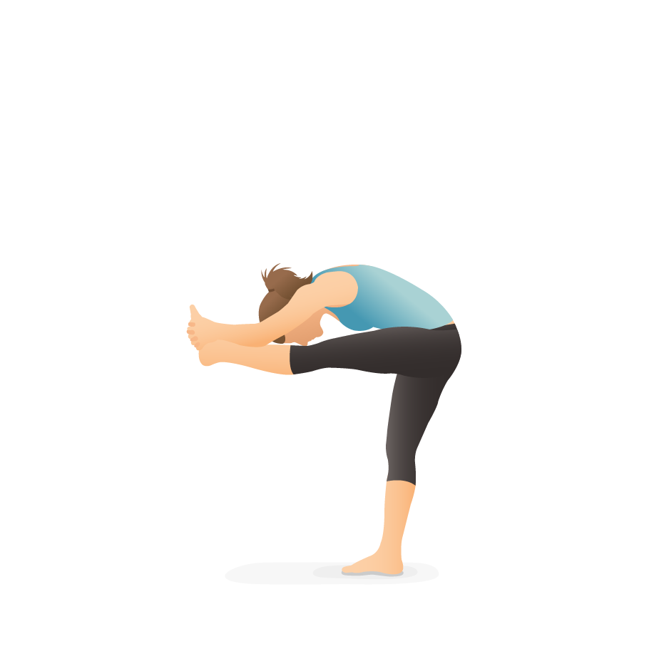 Standing knee to chest pose yoga workout Vector Image