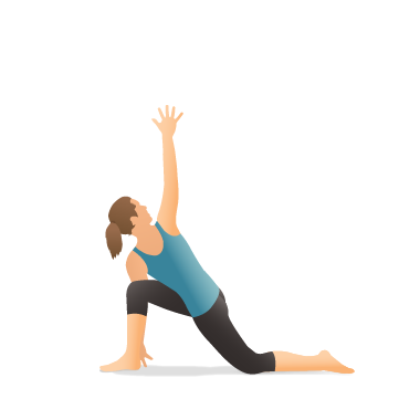 Yoga Pose: Revolved Crescent Lunge on the Knee with Extended Arms ...